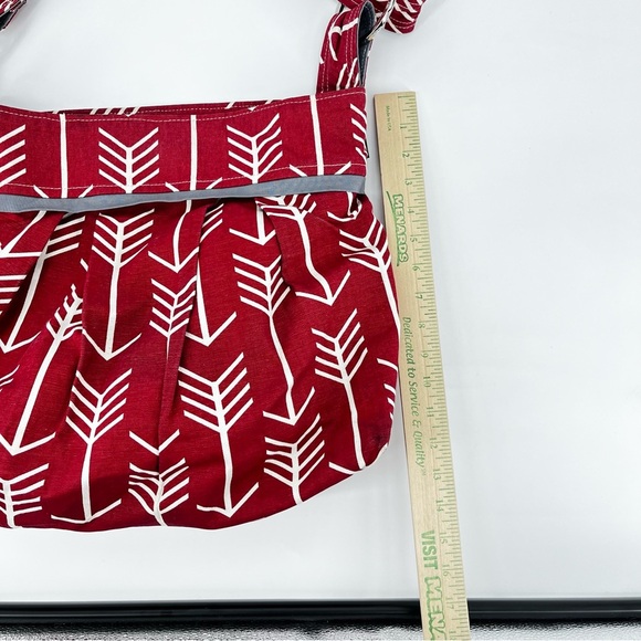 MARANDA‎ LEE Red White Printed Tote Bag Diaper Bag Carry All Canvas Over Sized - Picture 8 of 12